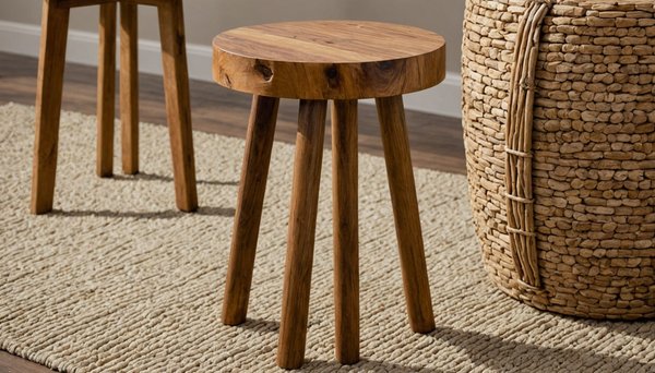 Tabouret rond teck recyclé : Écologique et chic pour votre déco